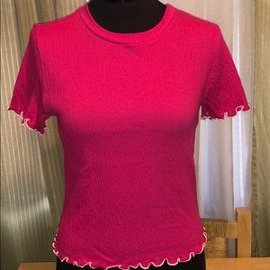 🆕 Anthropologie Hot Pink Cathleen Textured Tee